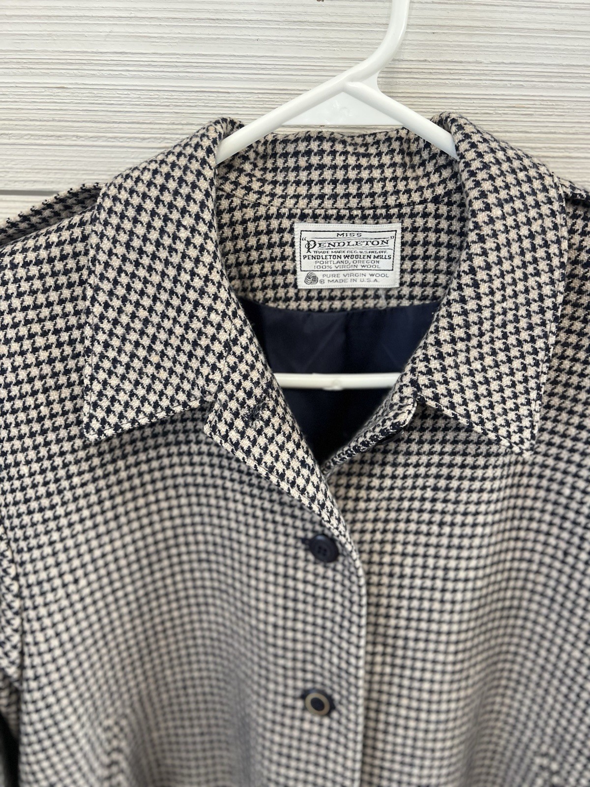 Miss Pendleton Houndstooth Cropped Jacket 100% Vi… - image 4