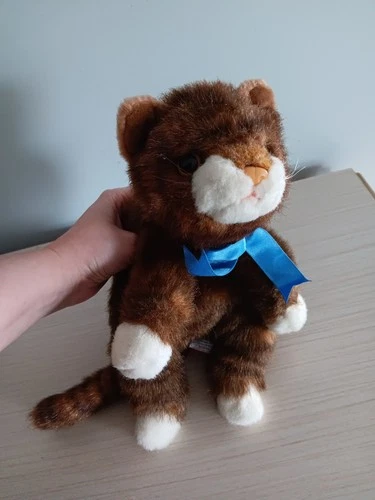 Vtg Ty Beanie Baby 1997 Brown Striped Blue Bow Spice The Cat Plush Toy