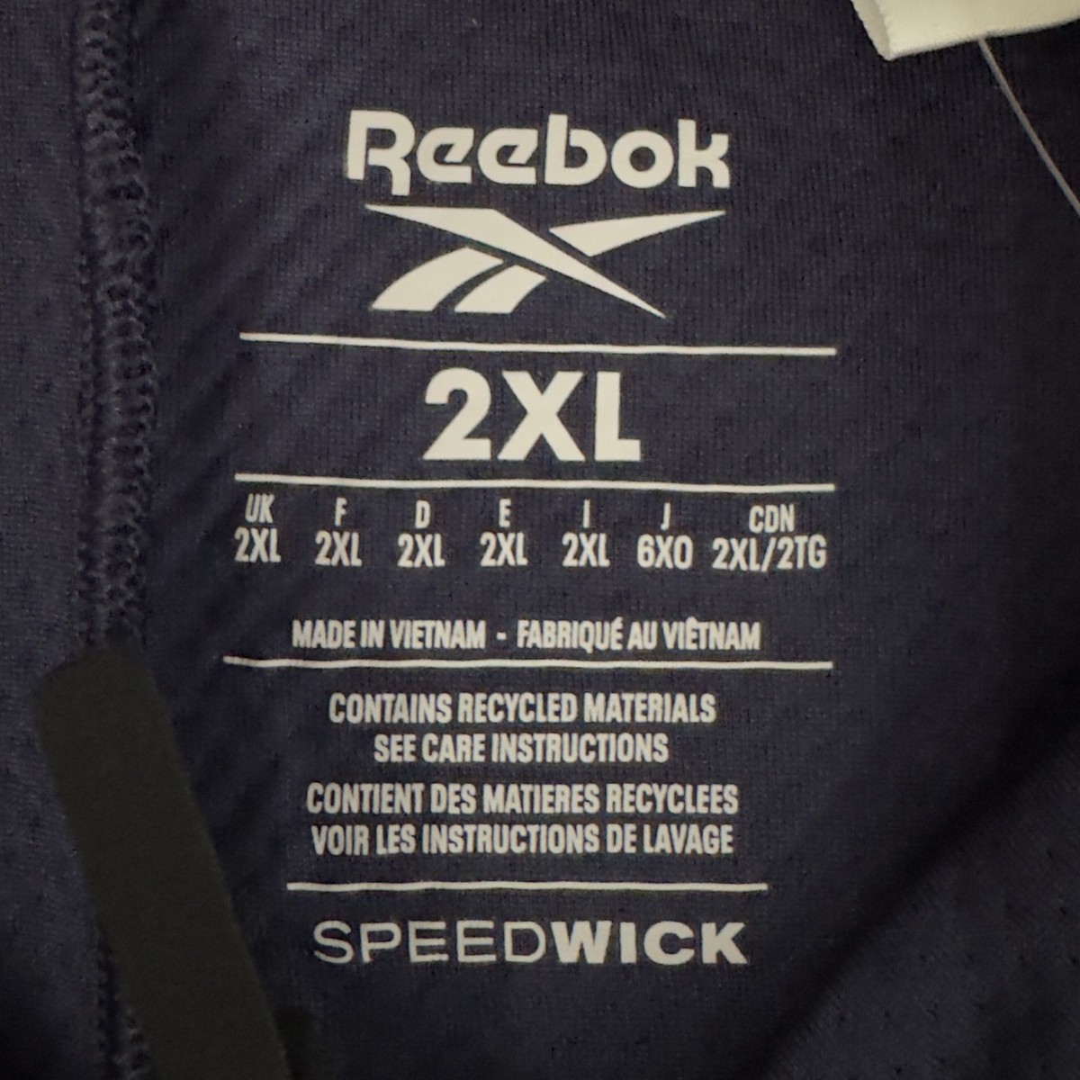 Reebok Performance Jacket Mens 2XL Blue Full Zip Snap Front 