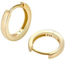 925 Sterling Silver Small Gold Hoop Earrings for Women Girls 14K Gold Huggie ...