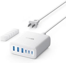 Anker Desktop Charger, Fast Charging USB C 112W Max 6-Port White