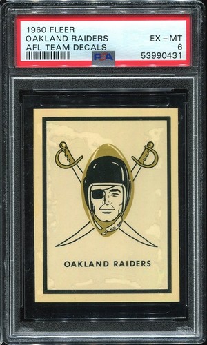 Oakland Raiders 1960 Fleer AFL Team Decals card