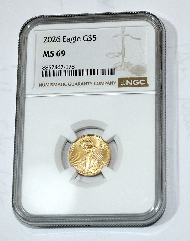 2026 US $5 Gold Eagle - 1/10th Gold Ounce - NGC MS69