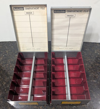 LOT OF 2 Vintage Kodak Kodaslide 35mm Slide Compartment File METAL Storage Case