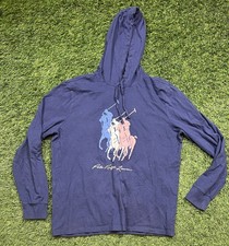 Polo Ralph Lauren Triple Big Pony Light Weight Hoodie Sweatshirt Men's L