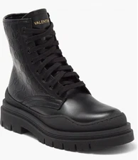 Valentino By Mario Valentino Women’s IVANA  Leather Combat Boots, Size US6