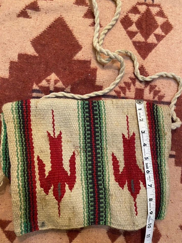 Vintage 1960’s 100% Wool Hand Tailored CHIMAYO Purse Clutch Red Brown Green - Image 3 of 4
