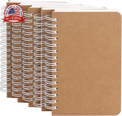 TWONE Spiral Notebook, 5 Pack Aesthetic Notebooks Spiral Journal Notepad Kraft C