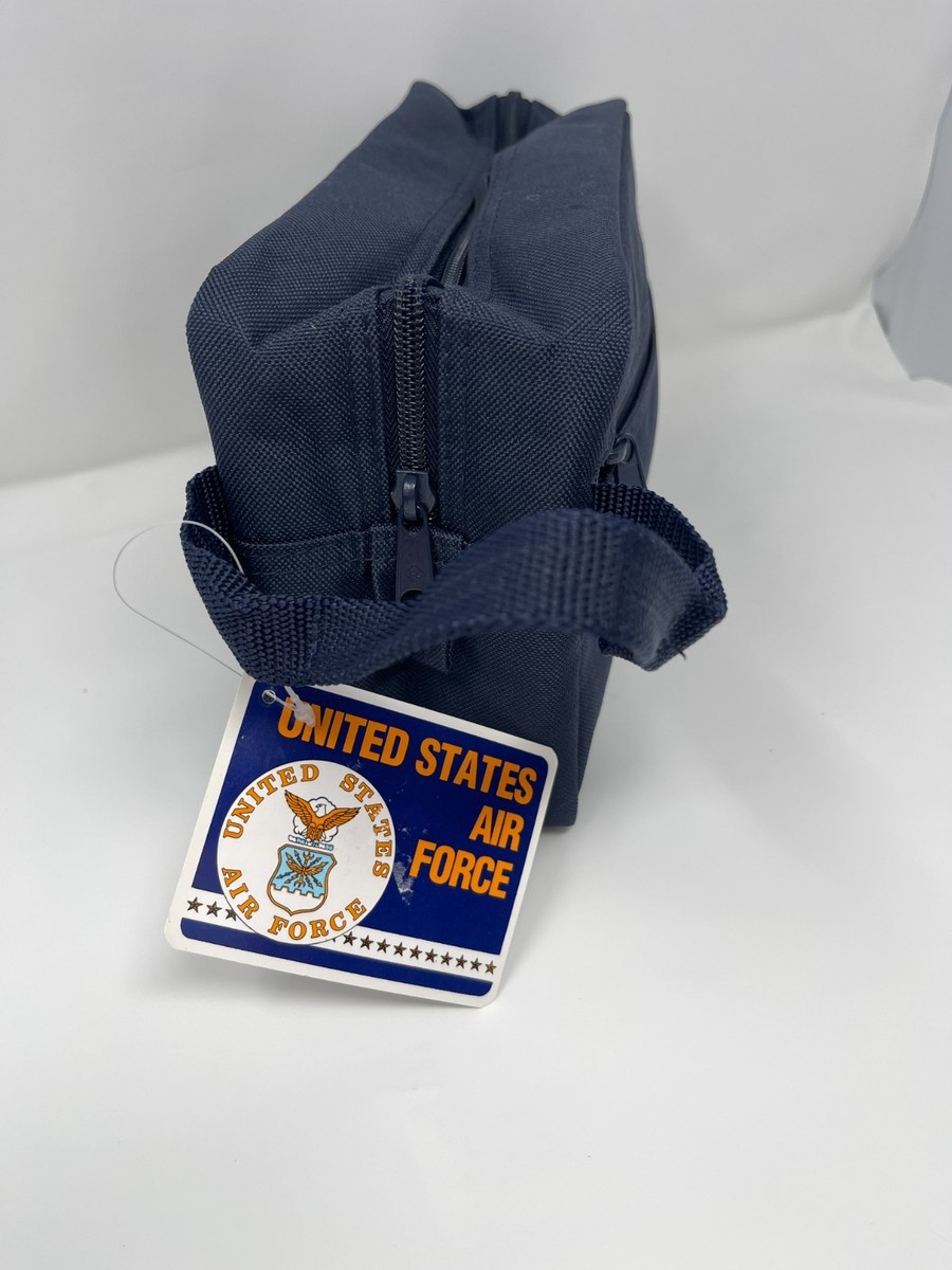 Vintage USAF United States Air Force Shave Kit Blue Zipper Travel