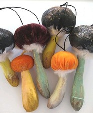 6 Mushrooms Ornament Handmade Seasonal Holidays Decor 5" Multicolor New