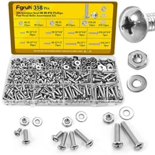 358PCS Stainless Steel Machine Screws, Nuts, and Washers Assortment Kit