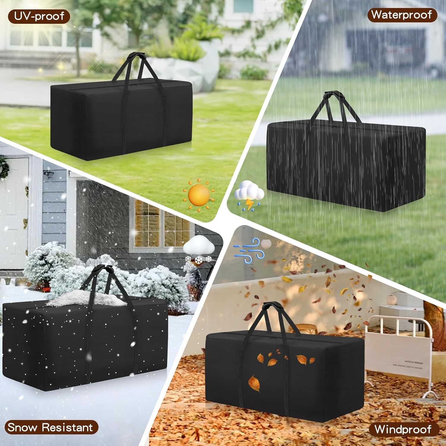 Outdoor Patio Cushion Storage Bag - Waterproof Large Patio furniture Cushion Org