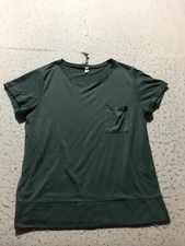 Wishlist Pocket T Shirt Womens L Large Olive Short Sleeve Crew Neck