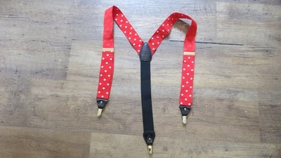 ALBERT THURSTON FÜR CROMBIE HOSENTRÄGER ROT WEISS PUNKTE KNOPF VERSTELLBAR ELASTISCH POLKA