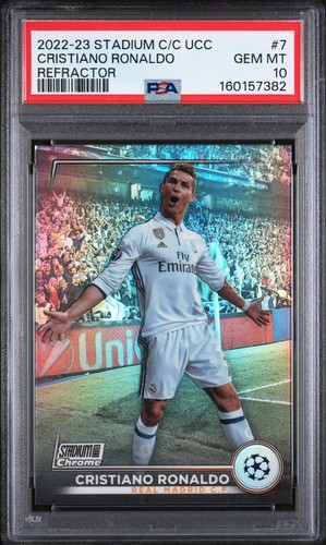 2022-23 Topps Stadium Club Chrome UEFA Refractor Cristiano Ronaldo PSA 10 #7 SP