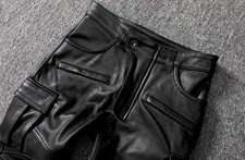 Mens Black Leather Cargo Pants Mens Leather Trousers Leather Jeans Men