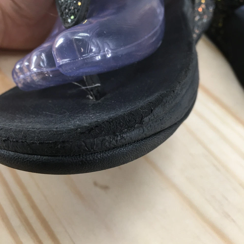 Босоножки Fitflop женские 8 Lulu блестящие стринги на танкетке каблуки без шнуровки Paltform черные - Изображение 4 из 4