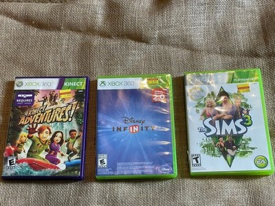 Xbox 360 Game Bundle Kinect Adventures, Disney Infinity 2.0, The SIMS 3
