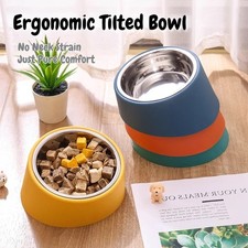 SUPER DESIGN Slanted Dog Bowl Water / Food Mess Free Tilted Angle Small to Large
