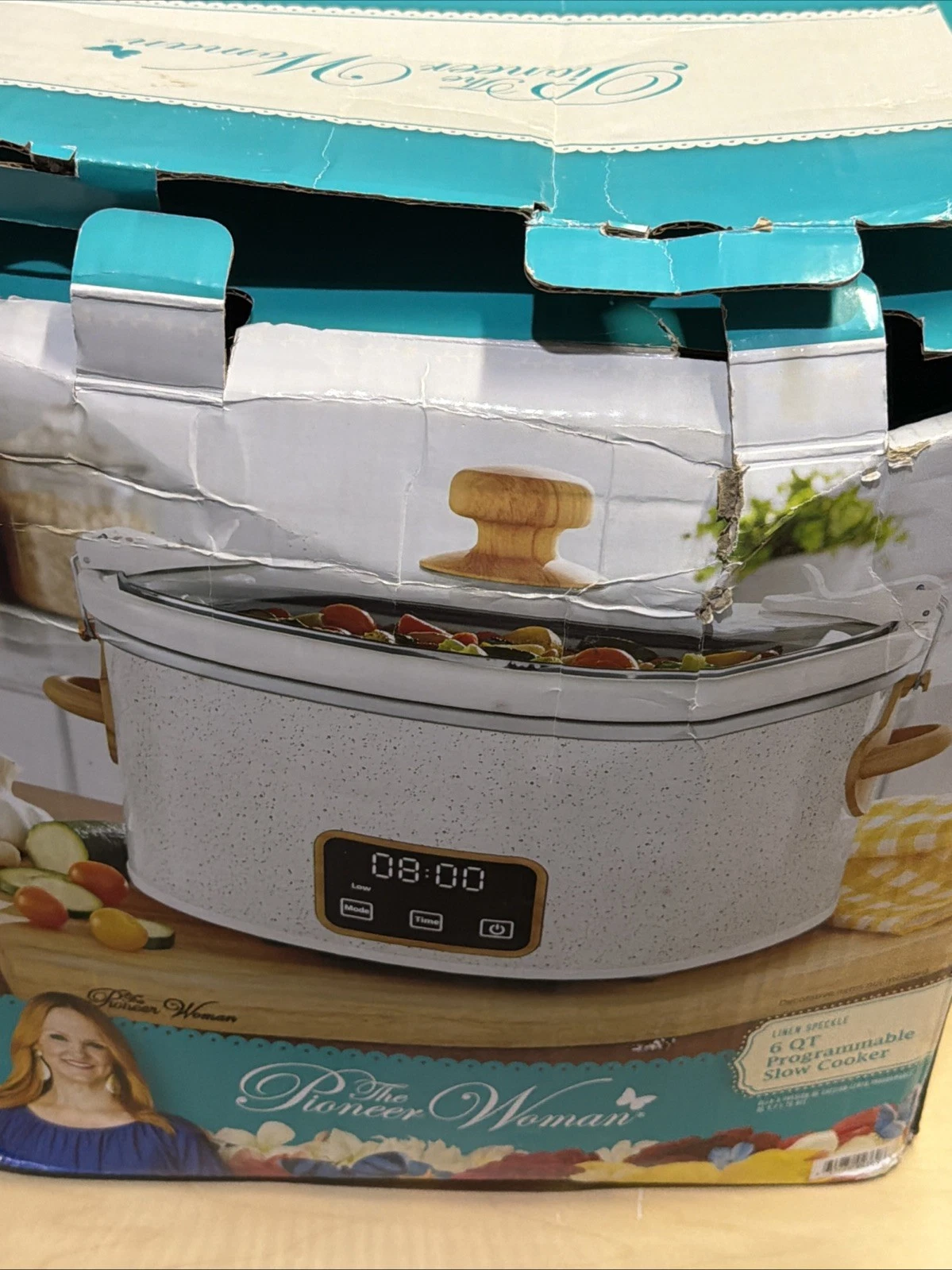 The Pioneer Woman 6 Qt Digital Slow Cooker With Locking Lid Linen Speckle