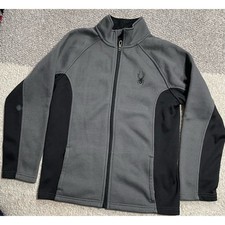 Spyder Boys Large 14/16 Active Full Zip Long Sleeve Black Gray Sweater Fleece