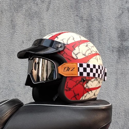 Retro Medio Abierto Casco de Motocicleta Crucero 3/4 Pareja Cascos Motocicleta Sombrero Lo último - Imagen 8 de 34