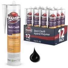 Kraken Bond Deck Caulk Marine Sealant, 9.8oz 12 Pack – Black