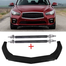 Front Bumper Lip Splitter Spoiler Glossy Black Body Kit For INFINITI Q50 Q60