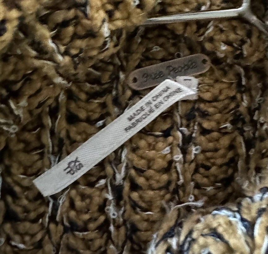 VALENTINO FREE PEOPLE Maglione Vestito Cappuccio Marrone Valentina Marled Gilet Tunica Tg XS