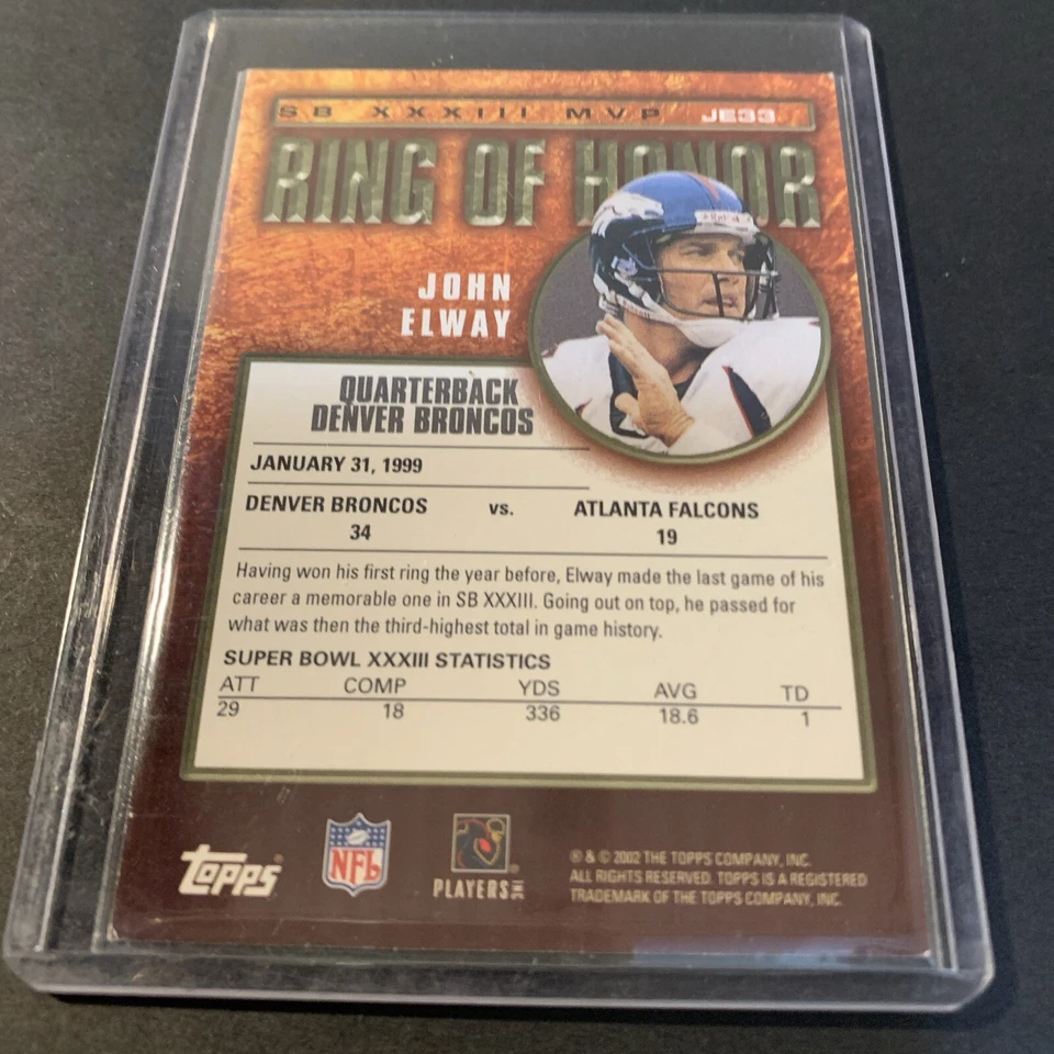 2002 Topps - Ring of Honor #JE33 John Elway - Image 2 of 2