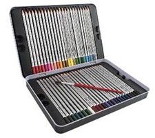 48 Aquarell Buntstift Aquarellfarbstifte Etui Farbstifte DREIKANT-Form m. Pinsel