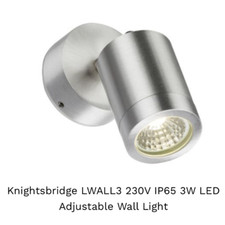 IP65 LED 4W Outdoor Adjustable Wall Light Garden BRUSHED CHROME 230V LWALL3 3A
