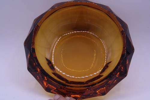 Viking Diamond Point Candy Dish w/lid Amber 7.5” Mint Vintage MCM - Picture 9 of 14