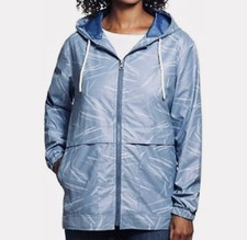 Weatherproof Brand Vintage Blue Hooded Full Zip All Weather Rain Jacket WOMEN M