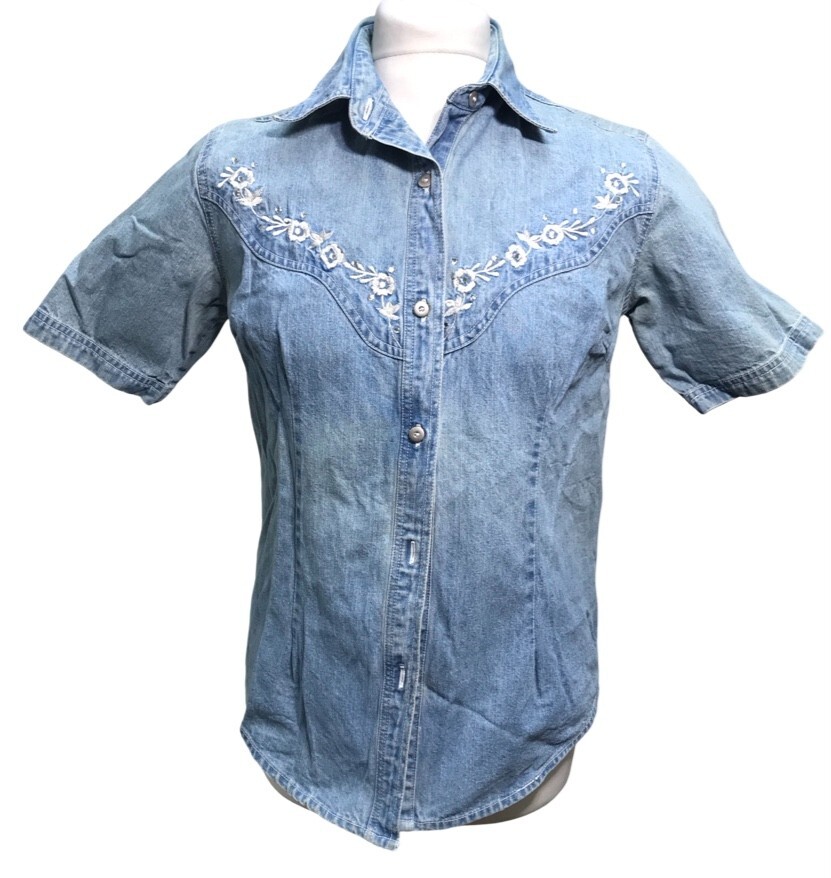Chemisier Jean Studio West - Femme Taille M - Bleu Brodé (Occasion Parfait état)