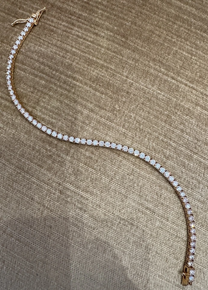 Brazalete de tenis de diamantes naturales de 5,28 quilates de 8 pulgadas en oro amarillo de 14 k-HM2312AR