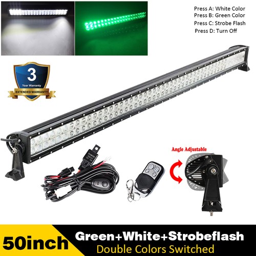 7/14/22/32/42/50/52inch Green&White Offroad Led Light Bar Truck Driving Hunting - Picture 76 of 82