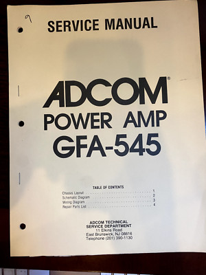 ADCOM GFA-545 GFA545 Service Manual **ORIGINAL**