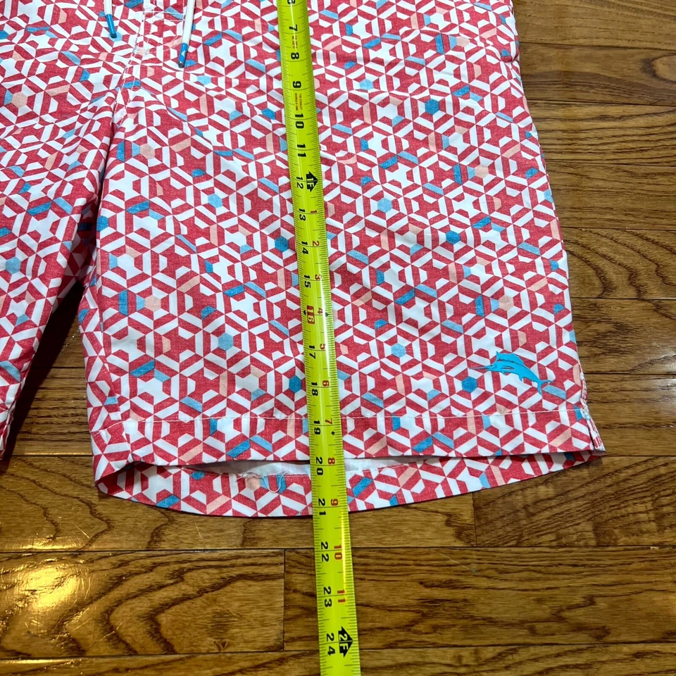 Tommy Bahama Bañador Hombres 2XL XXL Rosa Malla Geométrica Forrada Bolsillos Traje de Baño Foto 4 de 4