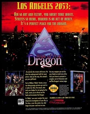 1994 Rise Of The Dragon Retro Video Game PRINT AD Sega Dynamix Los Angeles