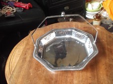 VINTAGE CELTIC QUALITY CHROME PLATED DISH & SWIVEL HANDLE PIERCED RIM BALL TOP