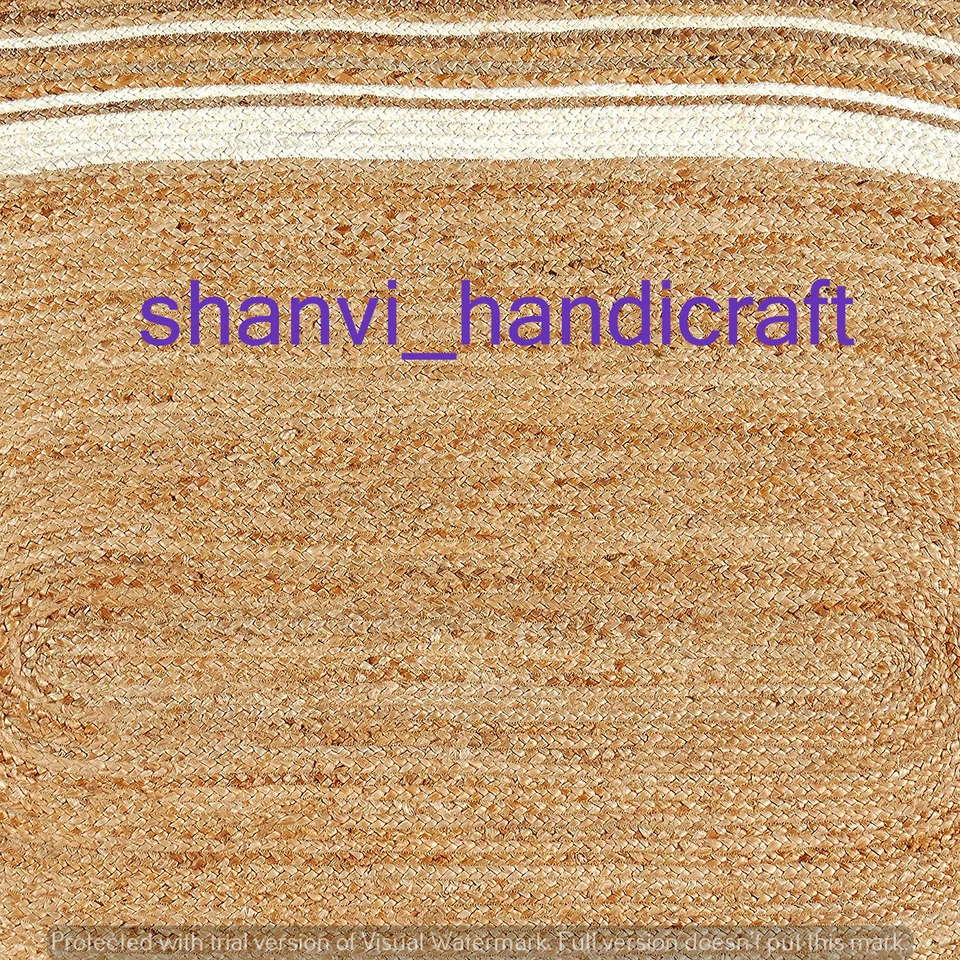 Natural Indian Braided Oval Shape Area Rug Natural Rag Jute Mat Floor Rug Capret - Image 3 of 4