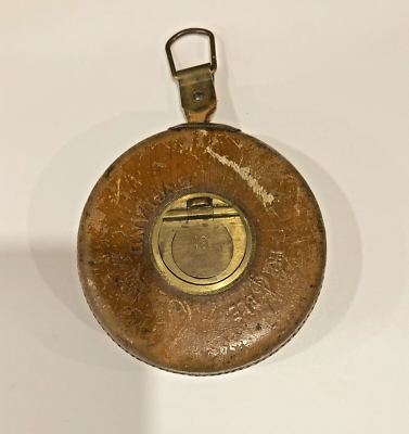 Décamètre Ancien BMI - Mètre Ruban Cuir Et Laiton - 10m - Géomètre