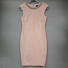 Tahari Sheath Dress Womens size 2 Bejewelled Beaded Neckline Sleeveless Career
