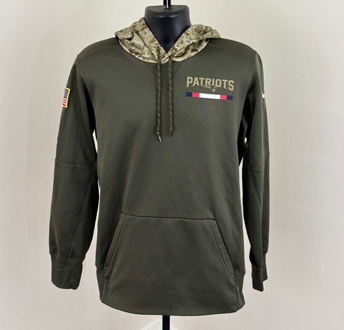 NEW ENGLAND PATRIOTS NIKE SALUTE TO SERVICE Mens Small Camo On Field NFL Hoodie