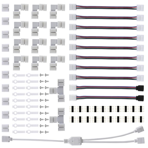 75Pack/Set 4Pin RGB 5050 LED Connectors LED Strip Light Adapters Accessories
