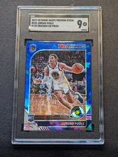 2019-20 Panini NBA Hoops Premium Stock Jordan Poole Blue Cracked Ice #223