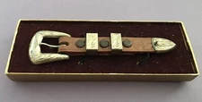 Vintage Sterling Silver Complete 4 Pc Ranger Belt Buckle Keepers Tip Set Tex Tan