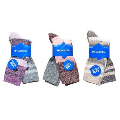 Columbia Crew Boot Socks Pairs Super Soft Womens Thick Heather Micropoly 