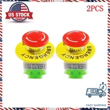 2 Pcs x Red Mushroom Emergency Stop Push Button Switch NO + NC 22mm